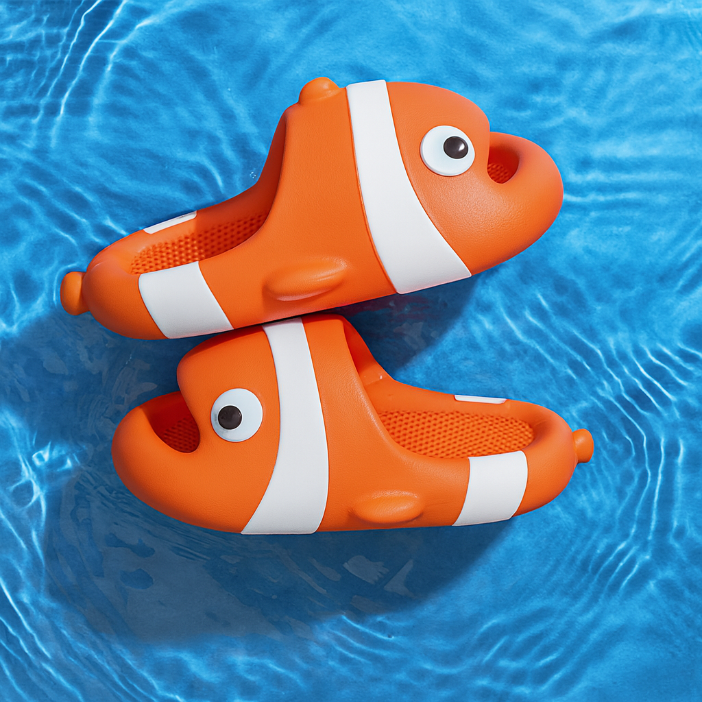 Multi-Color Fish Slip-On Slides